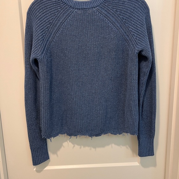 Autumn Cahmere distressed scallop shaker sweater in blue size Xs 100%cotton - Picture 10 of 10